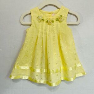 Jenny & Me Yellow Eyelet Dress   Sz 6-9m   EUC